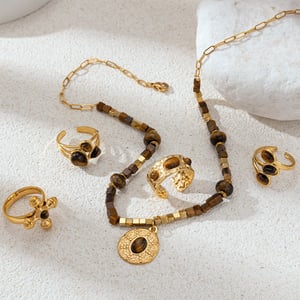 Natural Stone Beads Stainless Steel Necklaces Set h5 Picture4