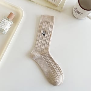 1 Pair Embroidered Letter Pure Cotton Women's Mid-Calf Socks h5