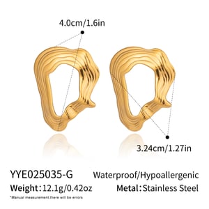 1 paire de boucles d'oreilles à tige en acier inoxydable de forme irrégulière, couleur or h5