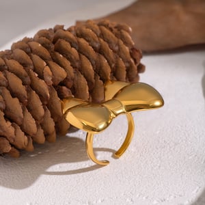 1 Piece Sweet Bow Knot Stainless Steel Gold Color Statement Ring h5 Picture5