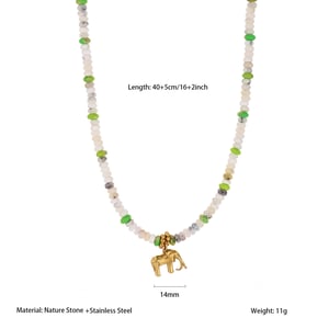 Collar de cuentas para mujer con piedras naturales brillantes de 1 pieza h5