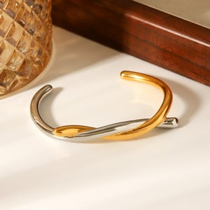 1 Piece Knot Shape Mixed Gold Stainless Steel  Cuff Bracelet h5 Picture5