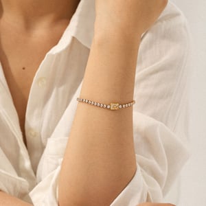 1 Piece Chain Stainless Steel Gold Color Zircon Chain Bracelet h5 Picture4