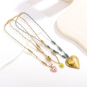 1 collar con colgante de corazón romántico de acero inoxidable para mujer h5 Imagen4