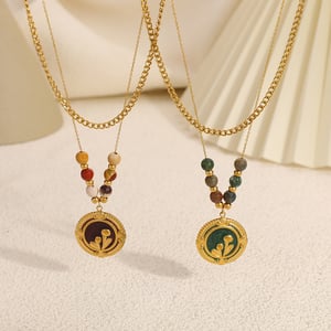Collier avec pendentif simple en forme de cercle floral en acier inoxydable pour femme, 1 pièce h5 Image2