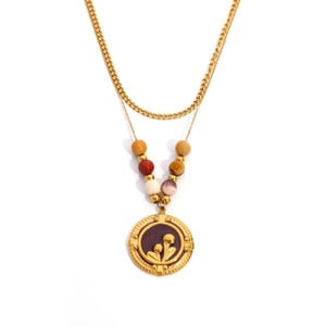 Collier avec pendentif simple en forme de cercle floral en acier inoxydable pour femme, 1 pièce h5 Image4