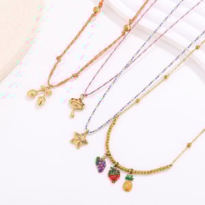 1 collar con colgante de acero inoxidable dorado con forma de fruta colorida para mujer h5 Imagen4