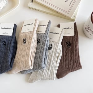 1 Pair Embroidered Letter Pure Cotton Women's Mid-Calf Socks h5 Picture3