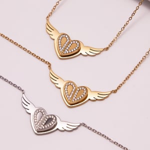 1 Piece Romantic Heart&Swings Stainless Steel Gold Color Women's Pendant Necklaces h5 Picture3