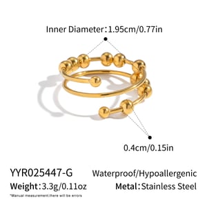 Bague statement en acier inoxydable avec perles (1 pièce) h5