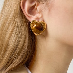 Parures de bijoux classiques en acier inoxydable couleur or et pierre naturelle pour femme h5 Image4