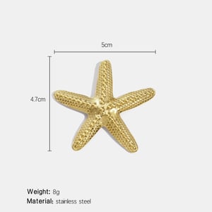 Broche en acier inoxydable doré en forme d'étoile de mer (1 pièce) h5 Image2