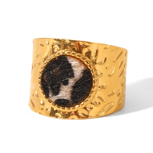 1 Piece Leopard Stainless Steel Gold Color Statement Ring h5