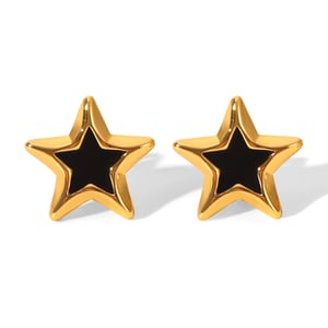 1 Pair Enamel Star Stainless Steel Gold Color Stud Earrings h5 
