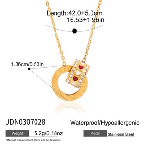 1 Piece Luxurious Double Circle Stainless Steel Gold Color Women's Pendant Necklaces h5 Picture2