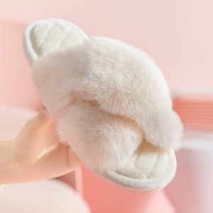 1 Pair Solid Color Home Plush Slippers h5 Picture3