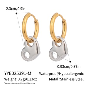 1 Pair Heart Stainless Steel Mixed Color Drop Earrings h5