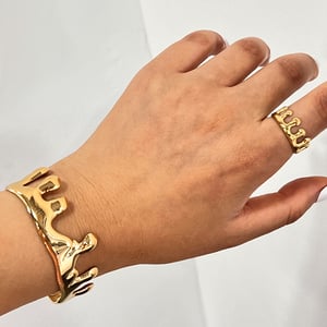 Damla Şeklinde Paslanmaz Çelik Altın Renkli Bileklik Seti h5 Resim3