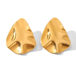 1 Pair Irregular Shape Hammer Pattern Stainless Steel Gold Color Stud Earrings h5