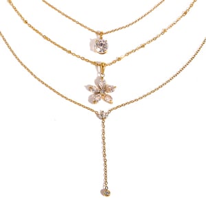 1 Piece Sophisticated Flower Stainless Steel Gold Color Zircon Women's Pendant Necklaces h5 Picture6