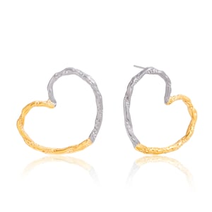 1 Pair Gold&Silver Colors Heart Stainless Steel Women's Stud Earrings h5