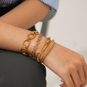 1 Piece Classic Stainless Steel Gold Color Chain Bracelet h5 Picture3