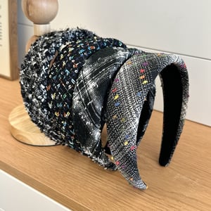 1 bandeau à large bord à carreaux noirs et blancs pour femme h5 Image4