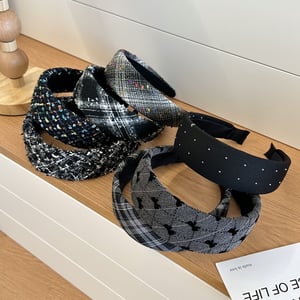 1 bandeau à large bord à carreaux noirs et blancs pour femme h5 Image3