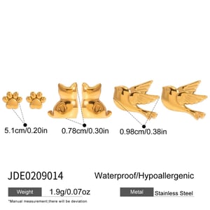 1 Set Vivid Animal Stainless Steel Gold Color Women's Earring Sets h5 Picture2