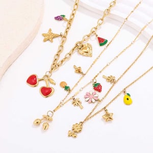 Collar con colgante de acero inoxidable con frutas vívidas para mujer (1 pieza) h5 Imagen5