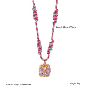 1 collar con colgante de acero inoxidable con diseño de flor dulce para mujer h5
