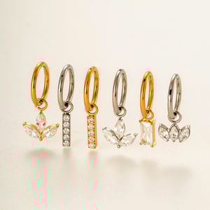 1 Piece Exquisite Rectangle Titanium Alloy Gold Color Zircon Women's Drop Earrings h5 Picture4