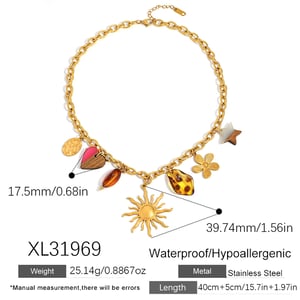 1 Piece Flower Heart Sun Star Stainless Steel Women's Pendant Necklaces h5