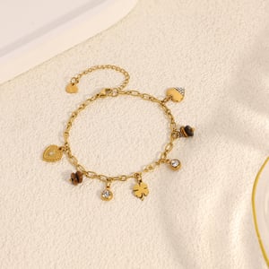 1 Piece Ethnic  Daily Heart Clover Stainless Steel Women's Charm Bracelets h5 Picture3