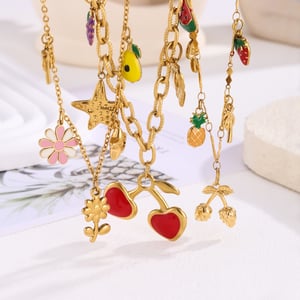 Collar con colgante de acero inoxidable con frutas vívidas para mujer (1 pieza) h5 Imagen4