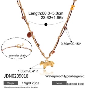 Collier avec pendentif en forme de poney en acier inoxydable doré pour femme, 1 pièce h5 Image2