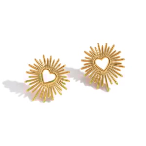 1 paire de boucles d'oreilles à tige rétro en acier inoxydable couleur or en forme de cœur h5 Image5