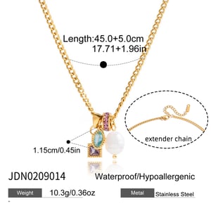 1 Piece Polychrome Rectangle Stainless Steel Gold Color Zircon Women's Pendant Necklaces h5 Picture2