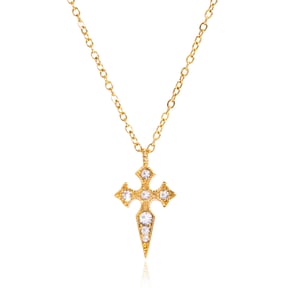 Parures de bijoux classiques pour femmes en acier inoxydable couleur or avec croix h5 