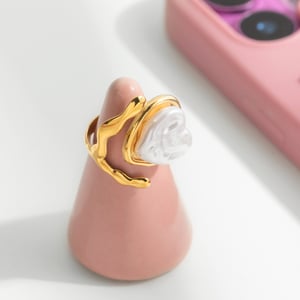 1 Piece Versatile Heart Stainless Steel Gold Color Statement Rings h5 Picture5