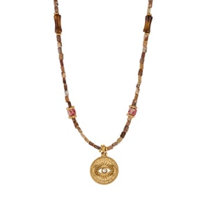 Collar de cuentas clásico con flores y piedras naturales para mujer, 1 pieza h5 Imagen2