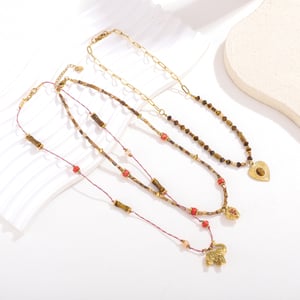 Collar con colgante clásico de elefante y piedras naturales para mujer (1 pieza) h5 Imagen4
