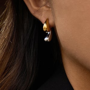 1 Pair Gold&Silver Colors Droplet Stainless Steel Women's Stud Earrings h5 Picture4