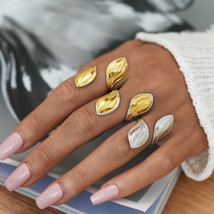 1 Piece Simple  Retro Leaf Stainless Steel   Gold Color Women's Statement Rings h5 Picture3
