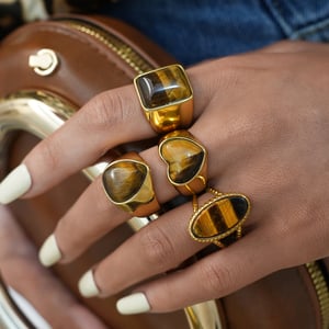 1 Piece  Retro Irregular Shape Stainless Steel  Gold Color Women’s  Statement Rings h5 Picture3