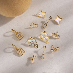 1 Pair Stainless Steel Gold Color Shell Stud Earrings h5 Picture3