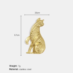 Broche en acier inoxydable doré en forme de chat (1 pièce) h5 Image2