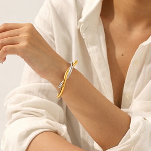 1 Piece Knot Shape Mixed Gold Stainless Steel  Cuff Bracelet h5 Picture4