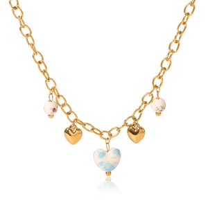 1 Piece Ceramic Heart Stainless Steel Gold Color Pendant Necklace h5