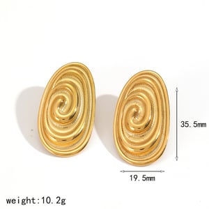 1 Pair Vortex Pattern Stainless Steel Gold Color Stud Earrings h5 